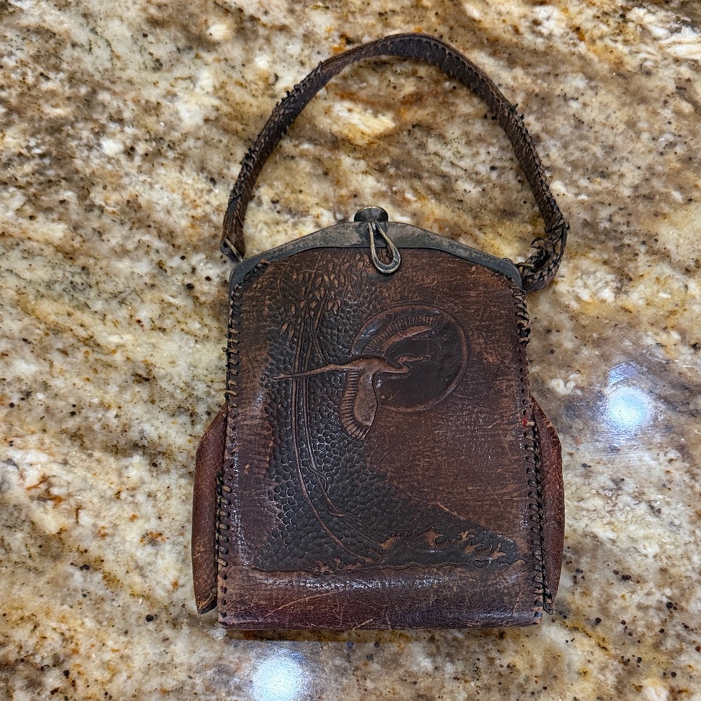 Antique 1920’s Tooled Leather Nocona Bag Purse